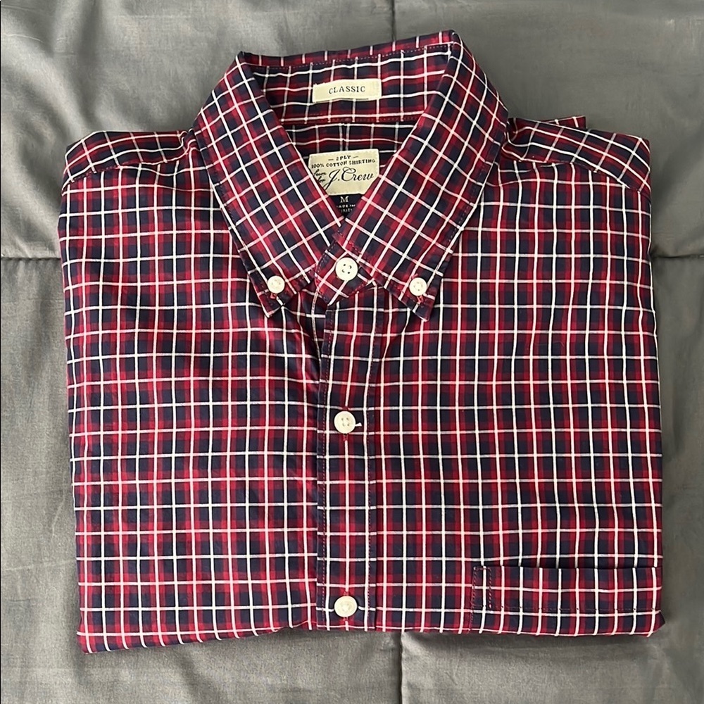 JCrew Classic Fit Button Down Shirt Plaid Size Medium